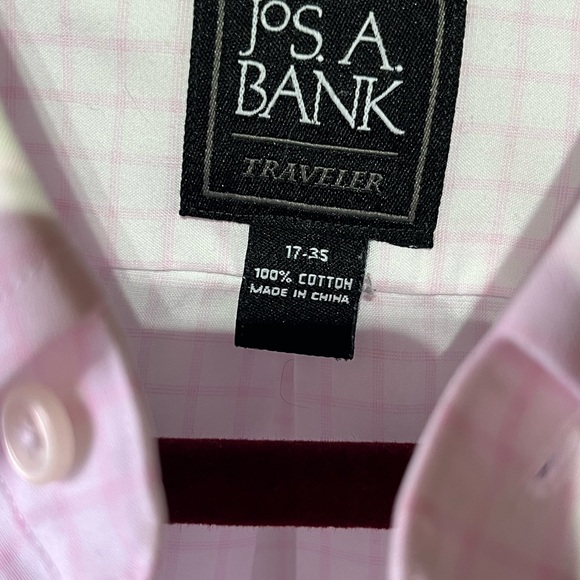 JOS A BANK MENS TRAVELER BUTTON‎ DOWN SHIRT BUSINESS OFFICE PINK/WHITE SZ 17-35 - Picture 3 of 4